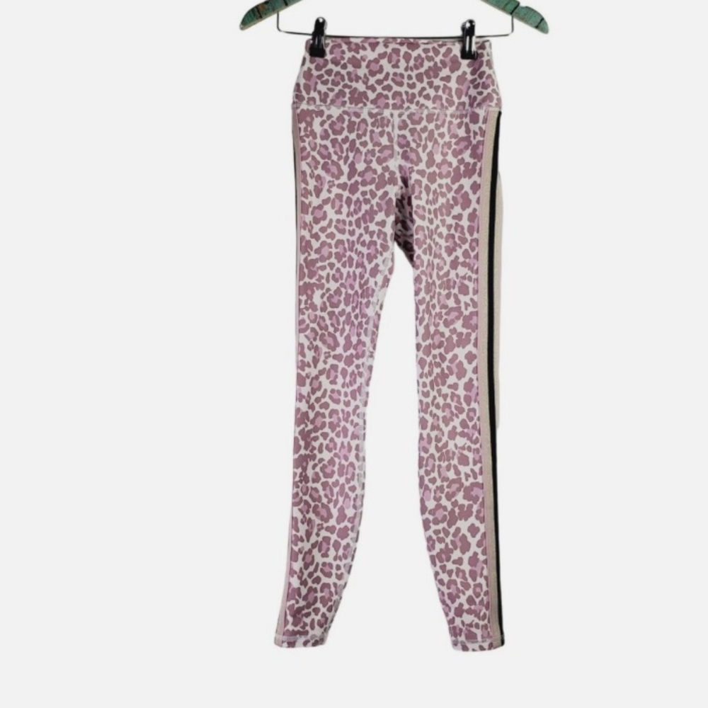 New Spiritual Gangster Pink Leopard womans Leggings blue Gold Tuxedo Stripe XL